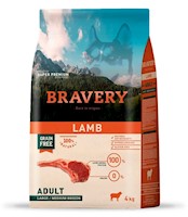 Comida para Perro Adulto Raza Grande Bravery Libre de Grano Cordero 4kg